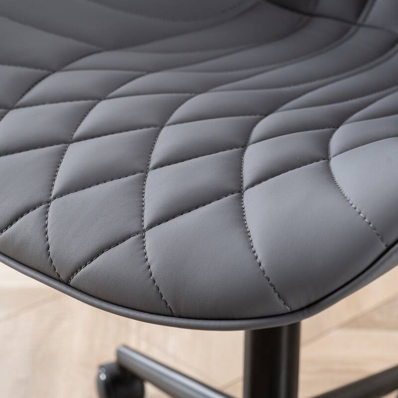 Faux Leather Office Chair with Wheels, Upholstered Task Chair