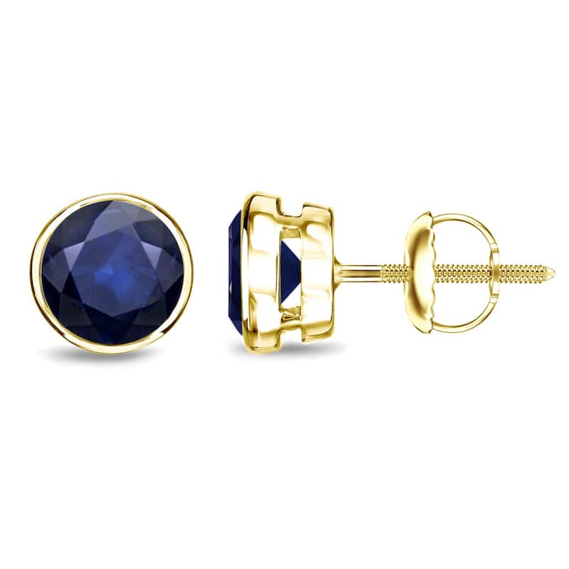 Auriya 14k Gold Bezel-set Sapphire Stud Earrings 2ctw - Yellow