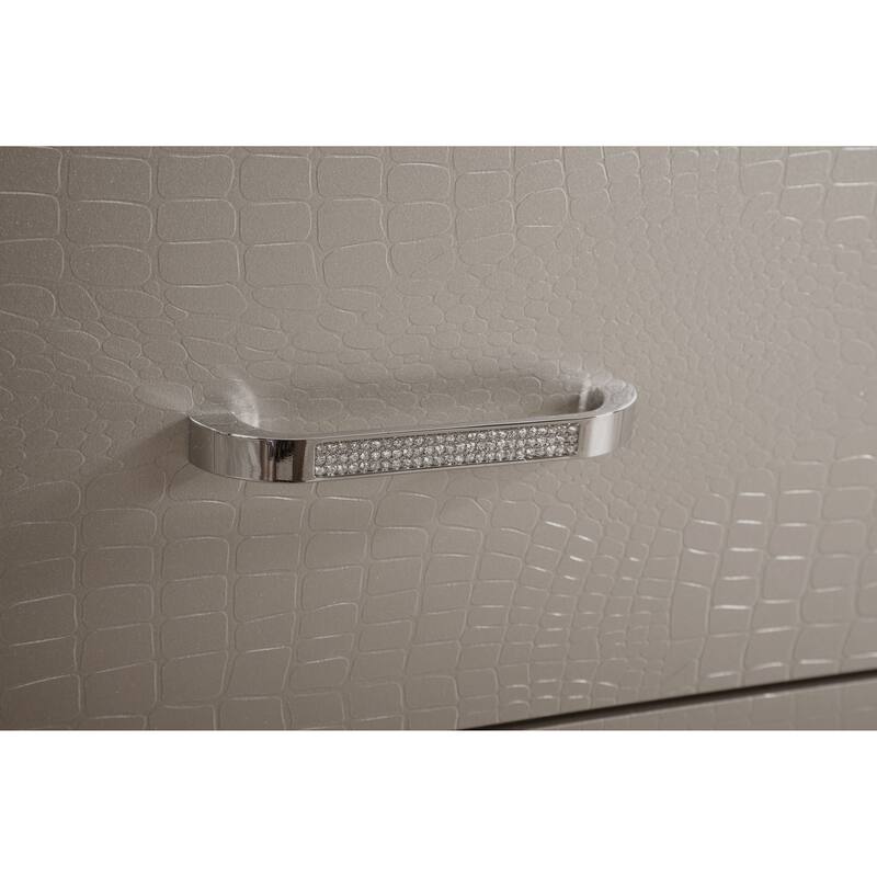 Alana Nightstand with Croc Finish, Silver Champagne