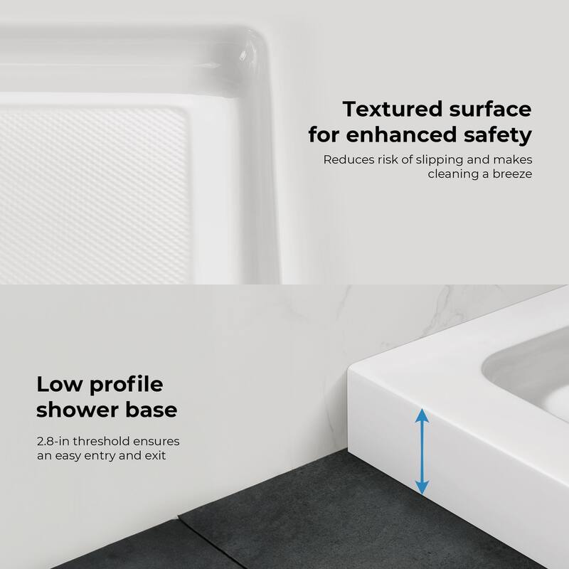 Adena White Shower Base 60x36 in white