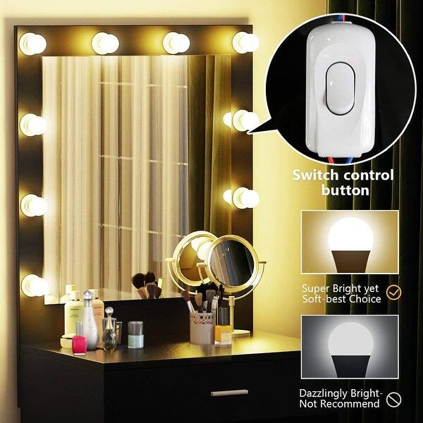 Makeup Vanity With Lighted Mirror Dressing Table Dresser Desk For Bedroom Stool Not Included On Sale Overstock 25628566