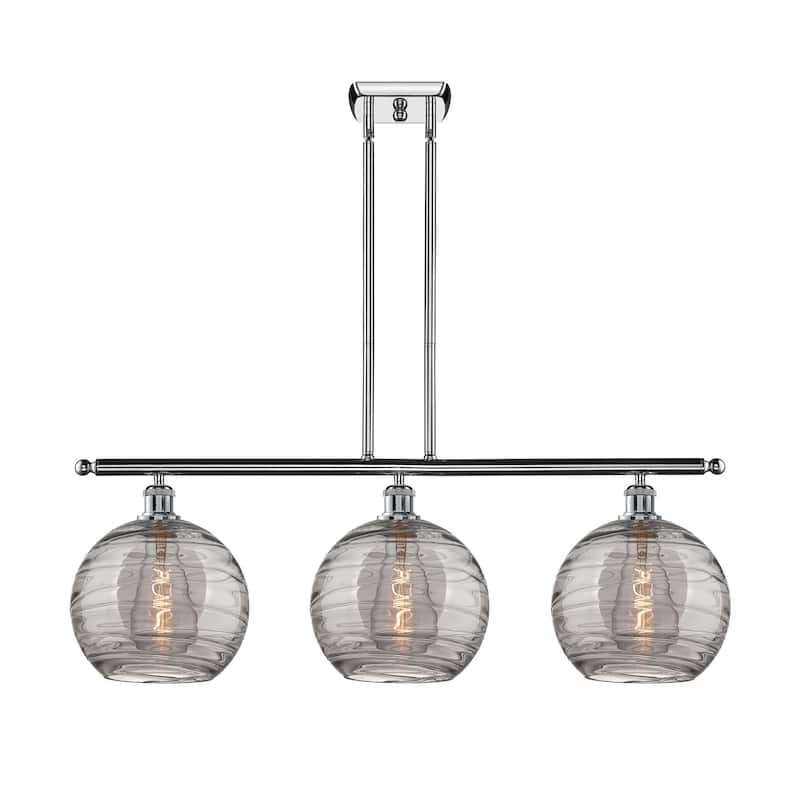 Innovations Lighting 516-3I 12 37 Athens Deco Swirl Chandelier Athens - Polished Chrome / Light Smoke Deco Swirl