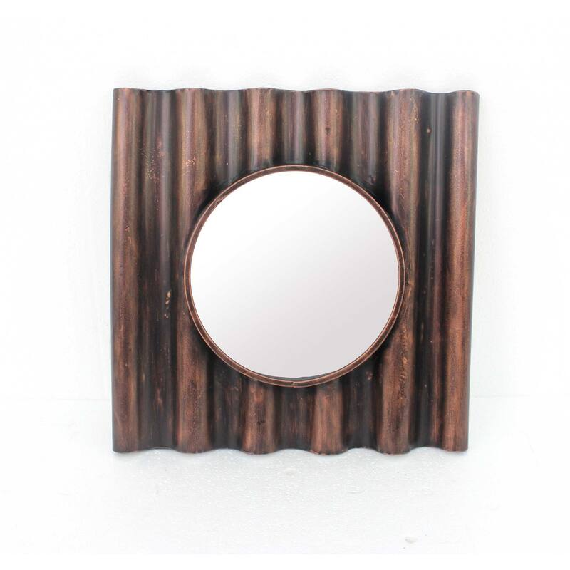 HomeRoots 24" Distressed Square Accent Mirror Wall Mounted With Metal Frame - 30