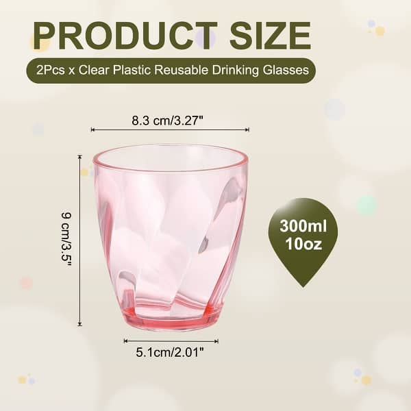 dimension image slide 5 of 18, Clear Reusable Drinking Glasses Diagonal Texture Plastic Cup