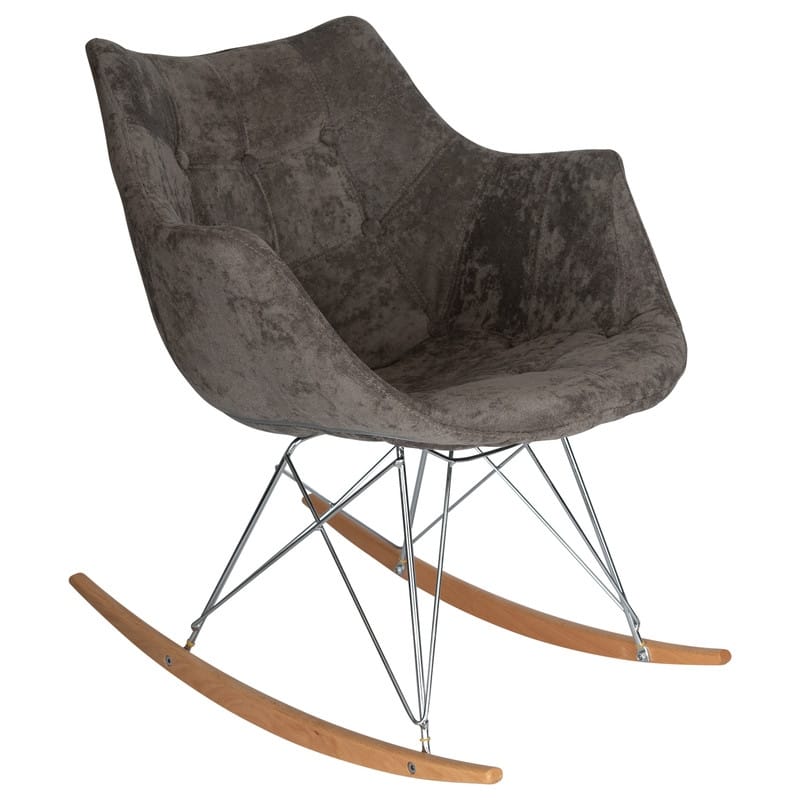 Willow Modern Velvet Upholstered Rocking Nursery Chair - Mid Century Accent Armchair for Home Living Bedroom Indoor & Outdoor - Cedar Brown