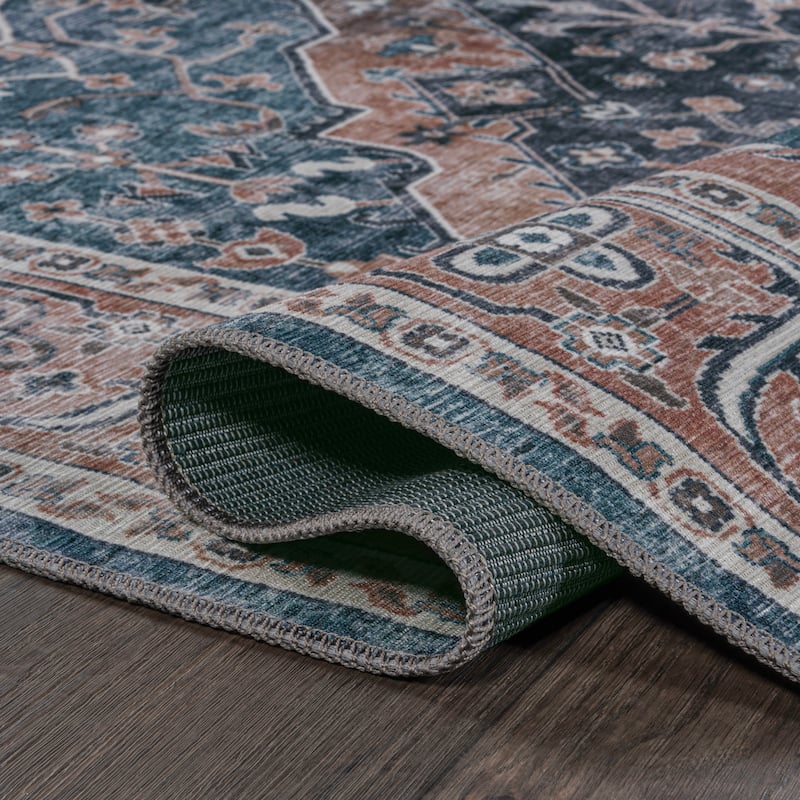 JONATHAN Y Kemer Ogee Medallion Machine Washable Area Rug