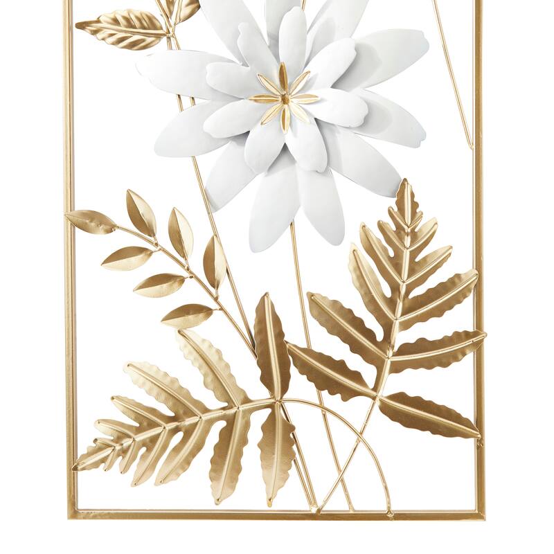 Gold Metal Floral Home Wall Decor with Gold Frame (Set of 2)