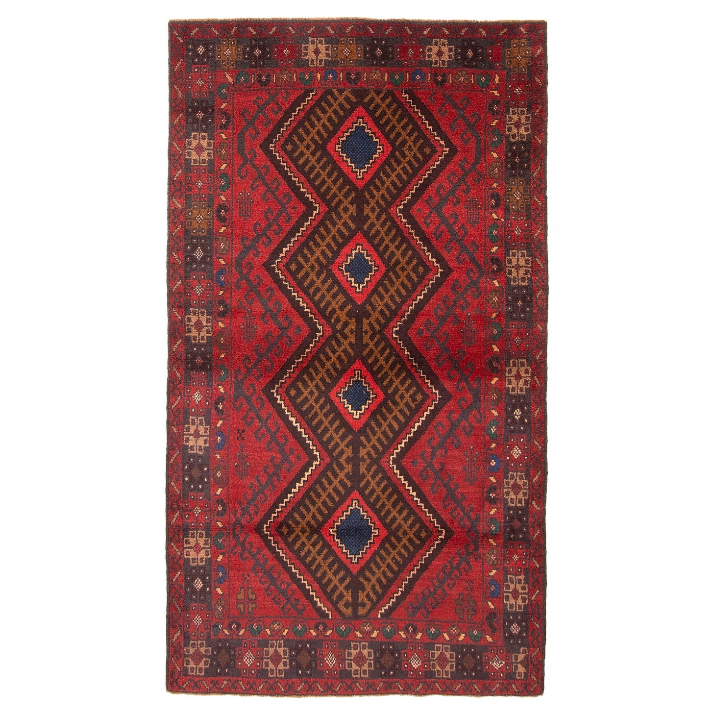 ECARPETGALLERY Hand-knotted Baluch Red Wool Rug - 3'10 x 6'8