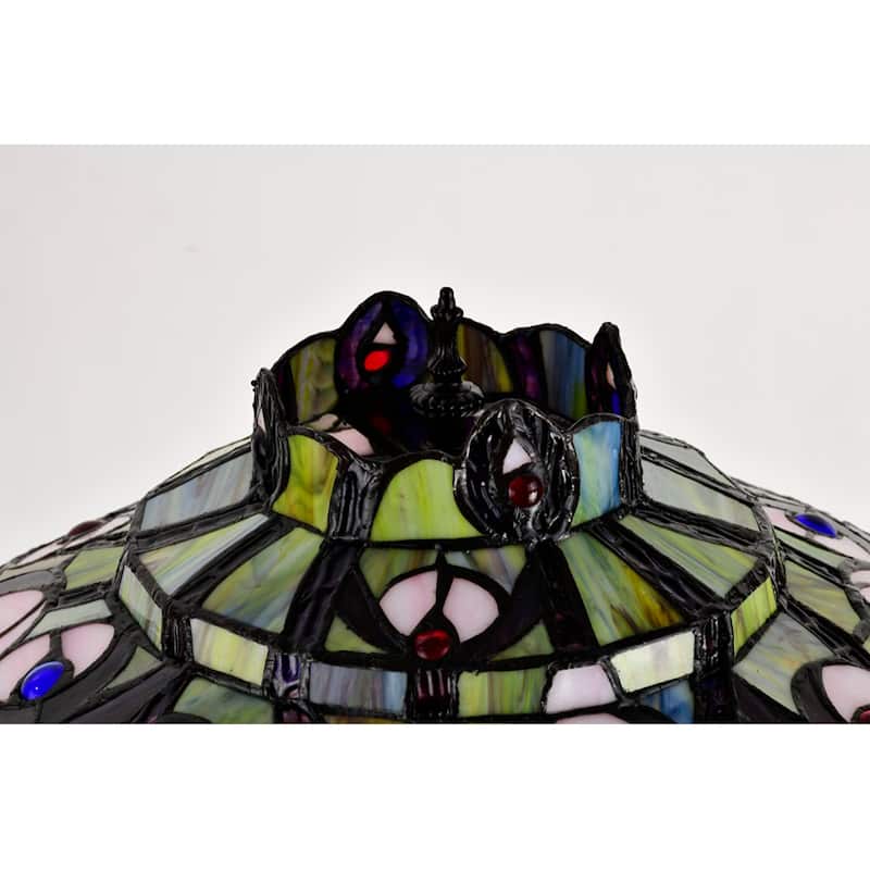 Tiffany-style Peacock Lantern Table Lamp