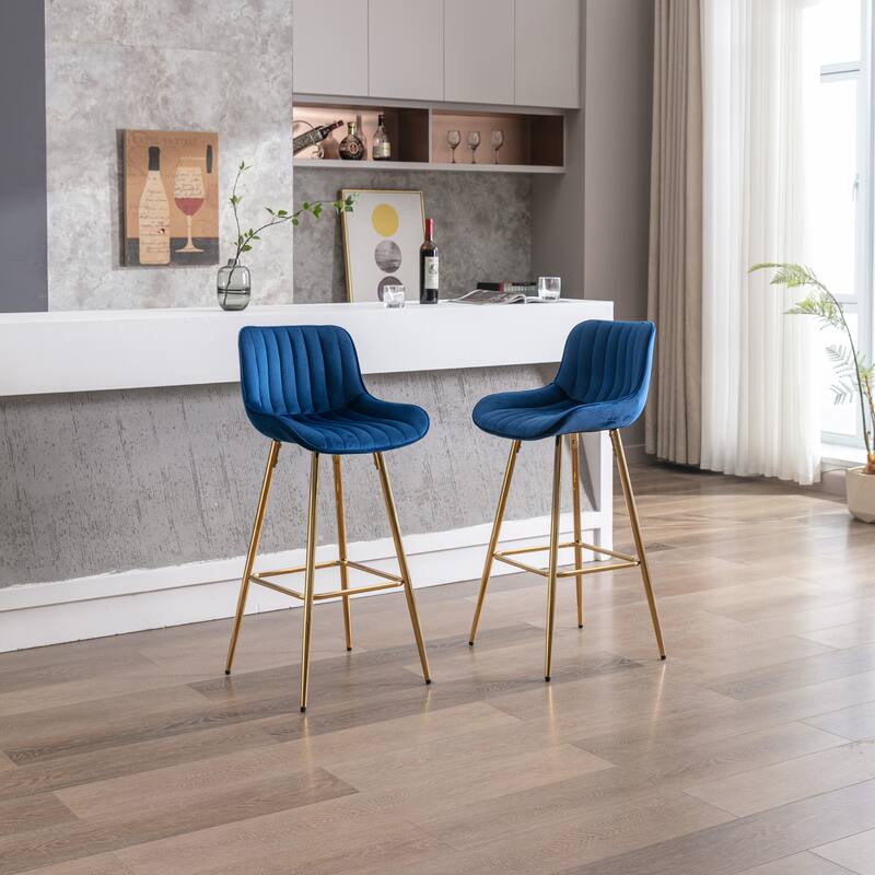 Bar Stools with Chrome Footrest and Base Velvet