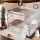 preview thumbnail 2 of 38, Floor Bunk Bed with Climbing Ramp,Ladder and Safety Guardrail,Twin Over Twin for Bedroom