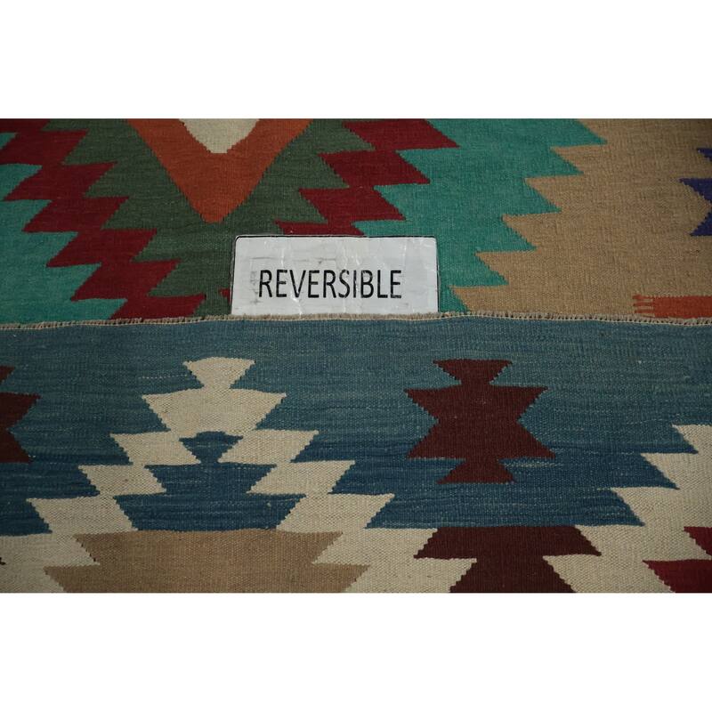 Hand Woven Oriental 100% Wool Carpet Southwestern Tribal Multi-Colored Kilim Area Rug - 10' 0'' X 8' 8''