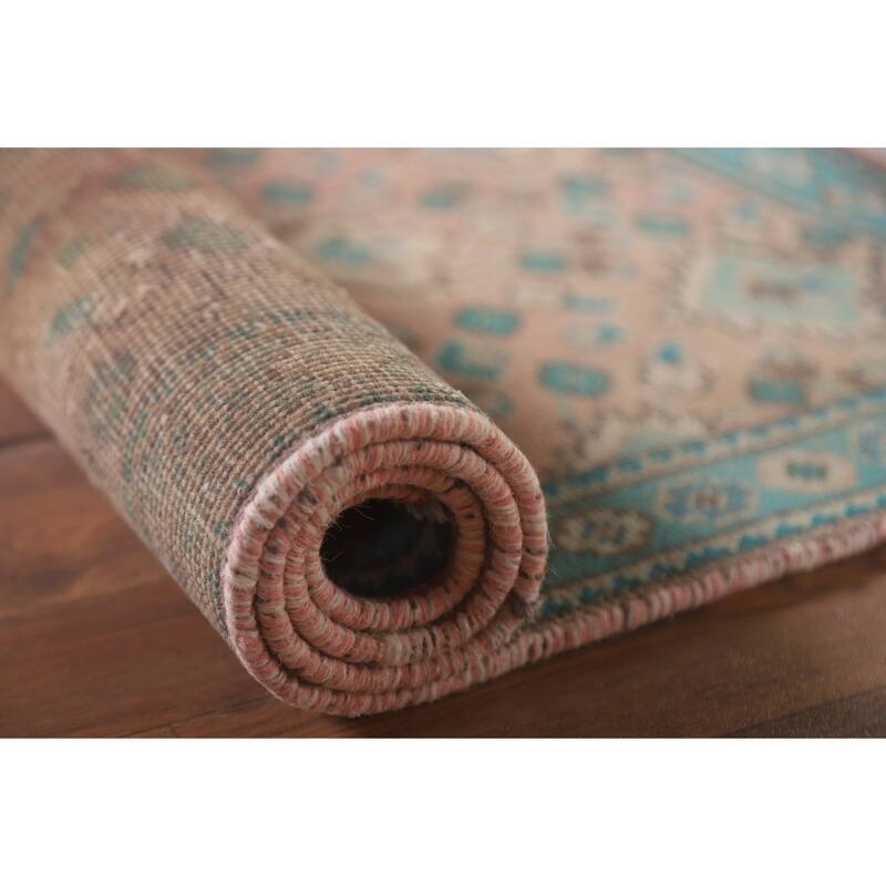 Hand Knotted Oriental 100% Wool Carpet Traditional All-Over Pink Tabriz Area Rug - 4' 7'' X 3' 1''
