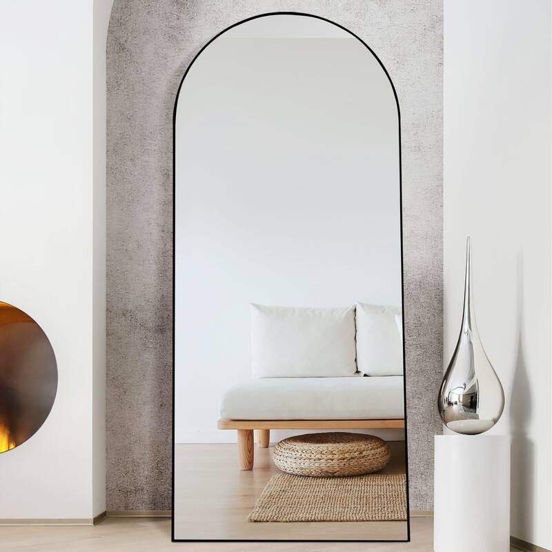 Full-length Floor Arched Mirror - 71x24 - Black