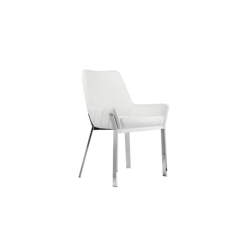 Silver/White Faux Leather Upholstered Metal Frame Dining Chair, Set of 2, Sturdy Dining Chair for Dining Rooms - 21.75