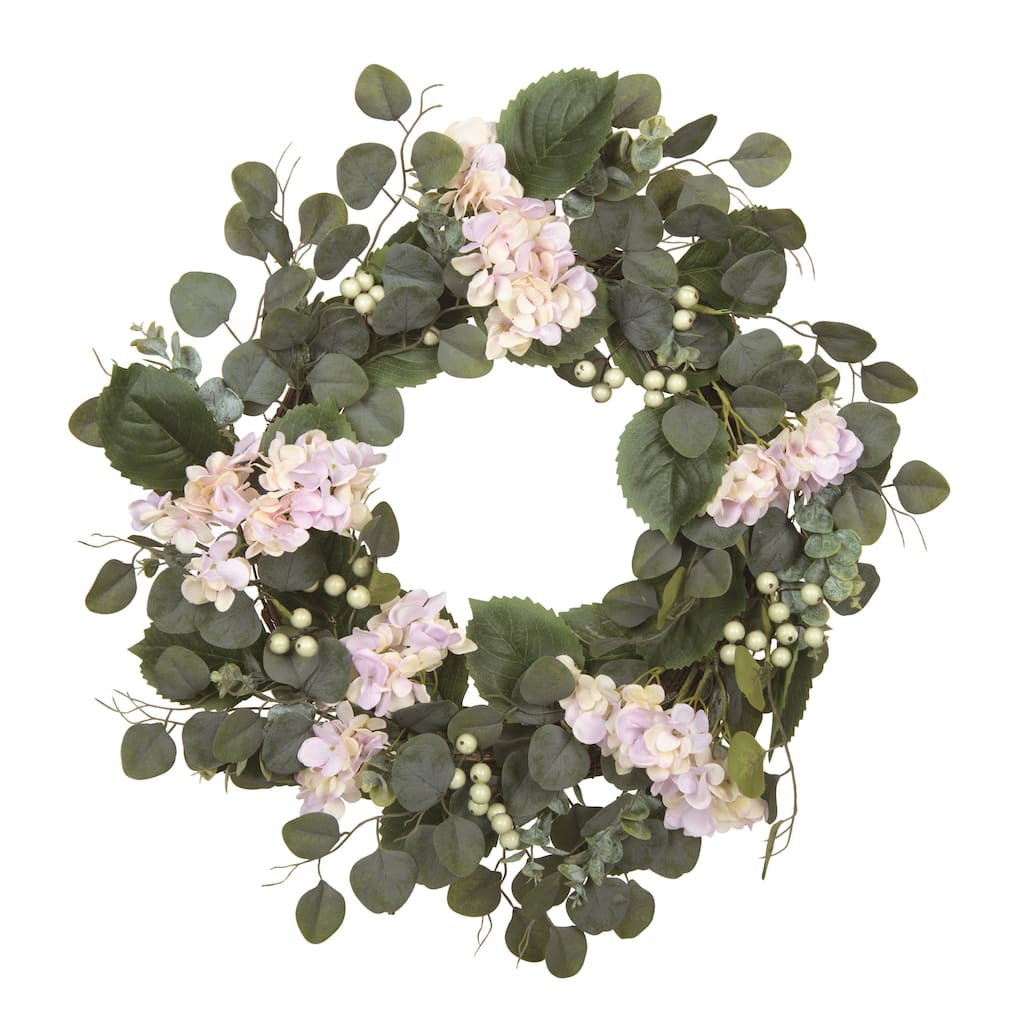 Transpac Natural Fiber 24" Multicolor Spring Eucalyptus and Bloom Wreath
