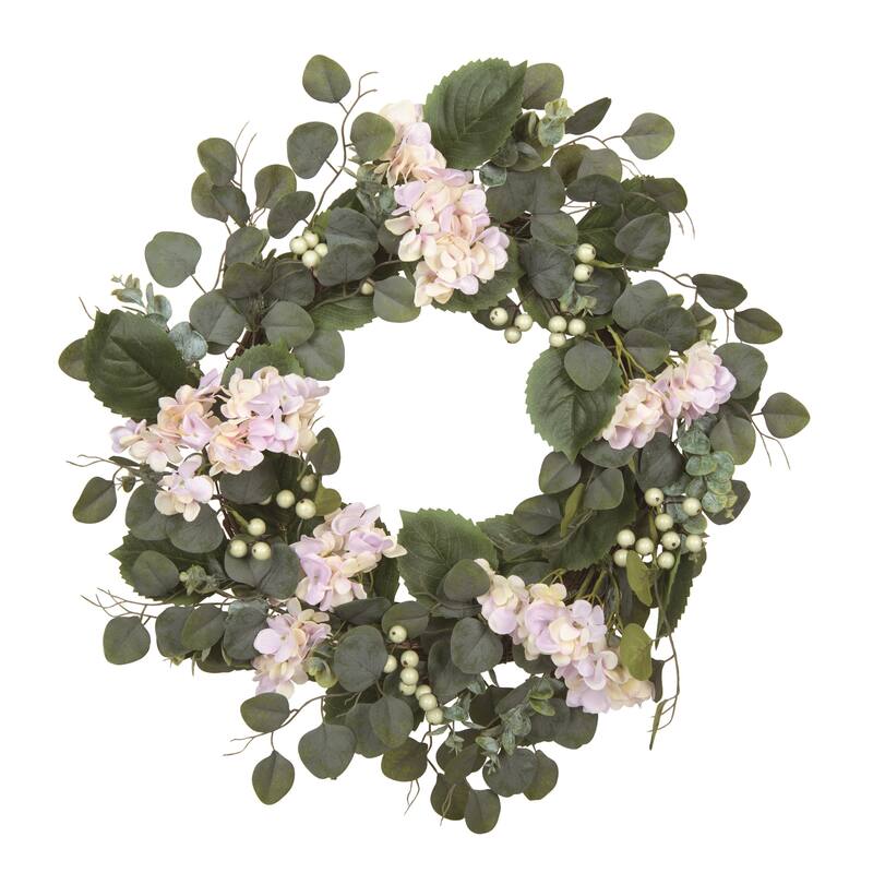 Transpac Natural Fiber 24" Multicolor Spring Eucalyptus and Bloom Wreath