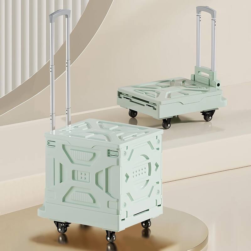 VECELO 16 gallons Shopping Carts with Wheels, Folding Storage Bins, Light Weight Platform Trucks Dolly