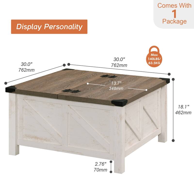 WAMPAT Modern Farmhouse Coffee Table