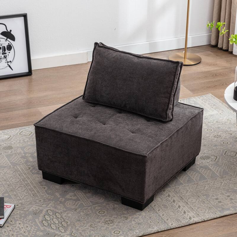 Modern Upholstered Living Room Chairs Set of 2 - Black Linen