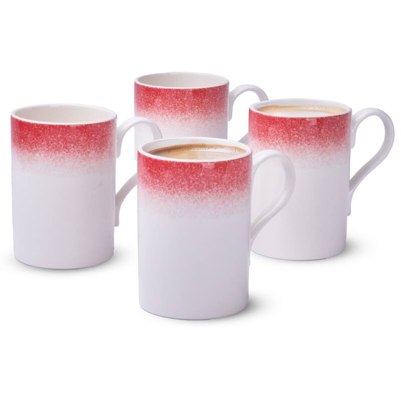 Portmeirion Set of 4 Potters Mist Breakfast Mugs - Red