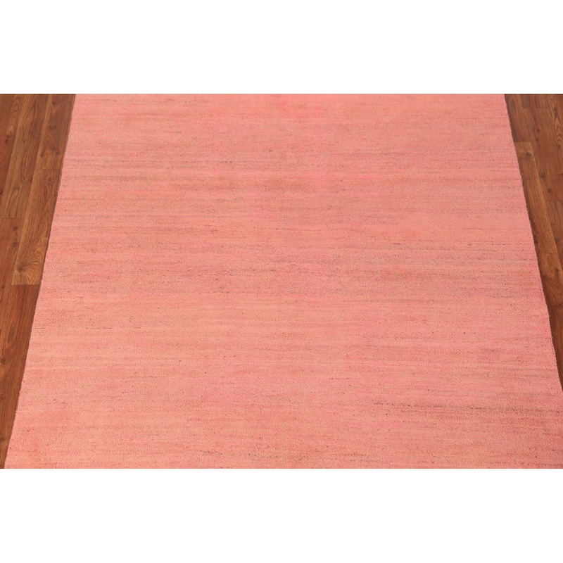 Pink Gabbeh Modern Oriental Rug Hand-Knotted Wool Carpet - 4'10" x 6'5"