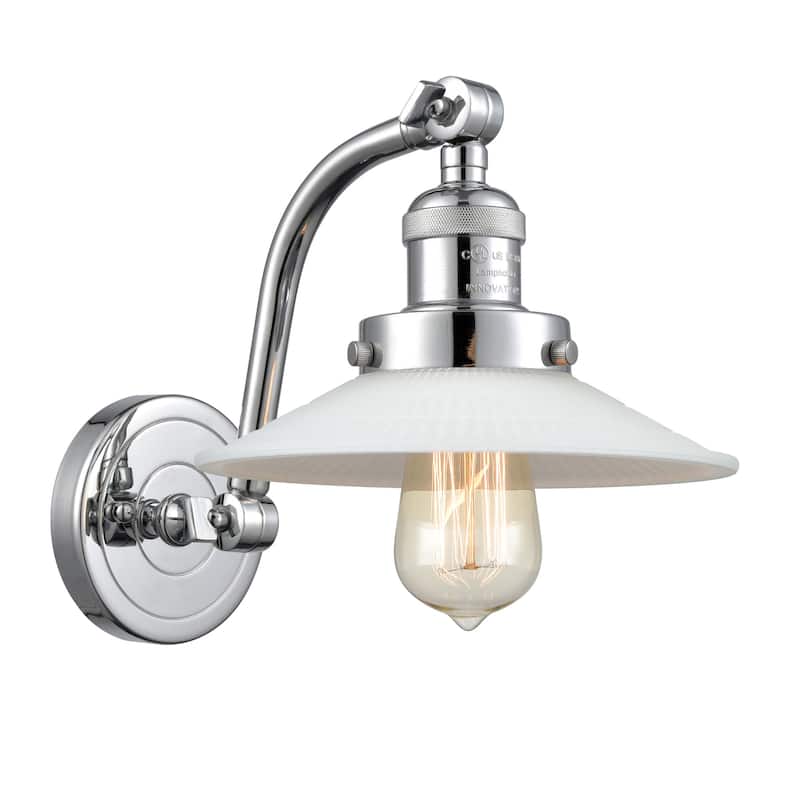 Innovations Lighting Halophane Single Light 12" Tall Bathroom Sconce - Polished Chrome / Matte White