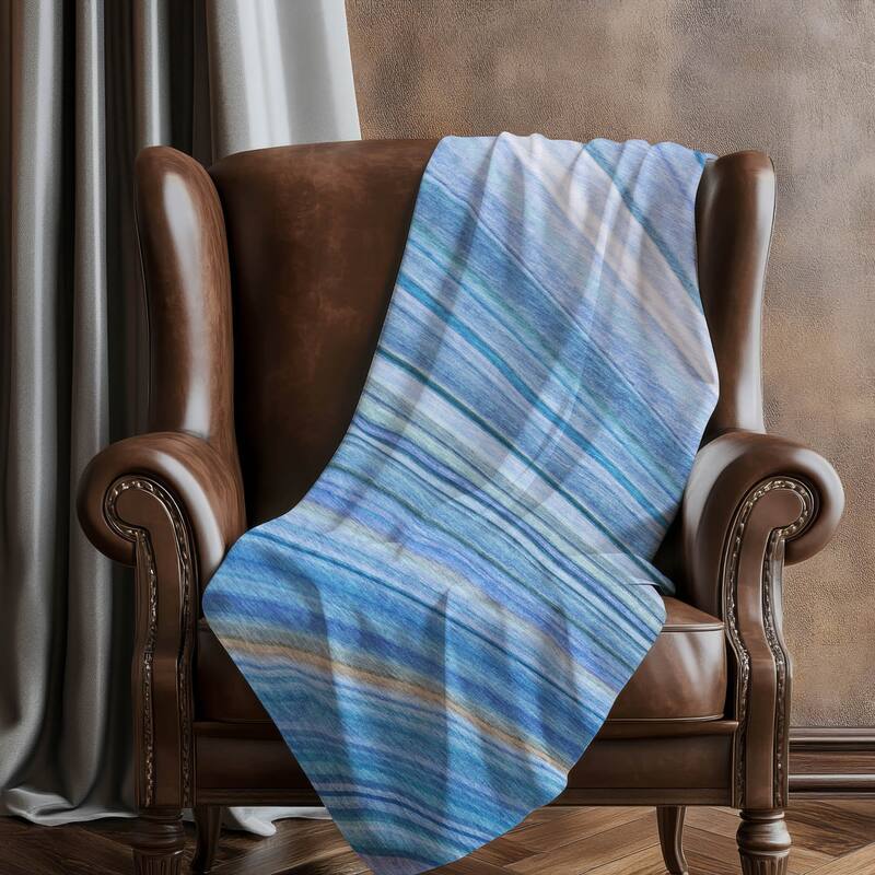 Premium Machine Washable Contemporary Stripe Sherpa Throw Blanket