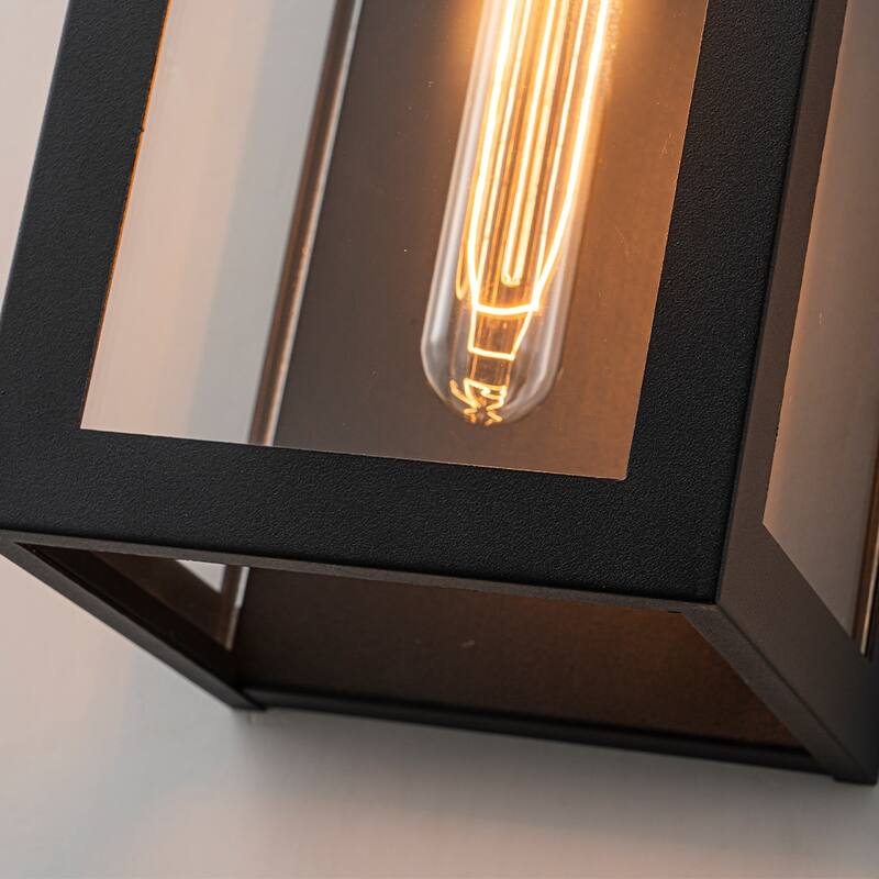 Unique/Statement Dusk to Dawn Outdoor Wall Light with Clear Glass Black Exterior Wall Sconce for Garage(2 Pack)