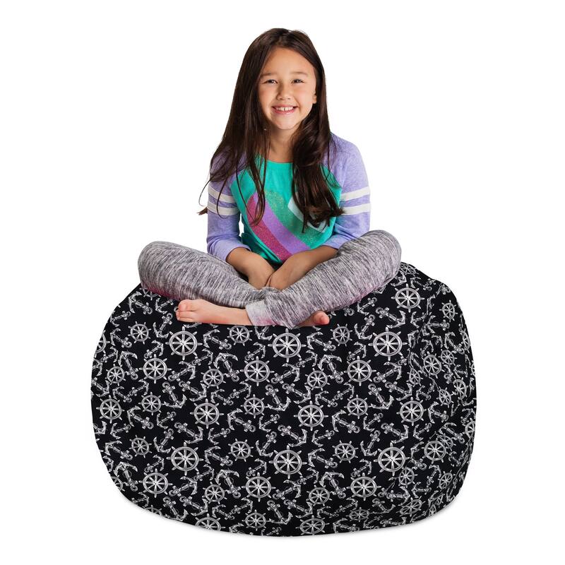 Kids Bean Bag Chair Cover Stuffed Animal Storage or Toy Organizer