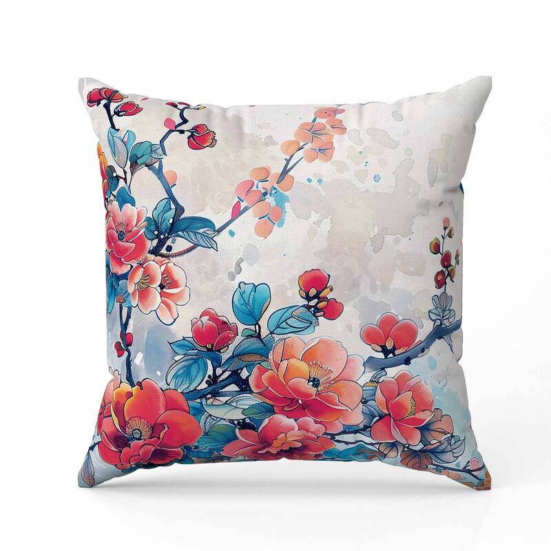 Scarlet Wing Heaven Faux Suede Reversible Throw Pillow Blue and Red