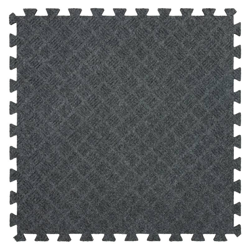 Mohawk Home Crosshatch Interlocking Utility Mats (6 Pieces) (24 Square Feet) for Gym Floor, Under Crate, Workroom, and More - Smoke