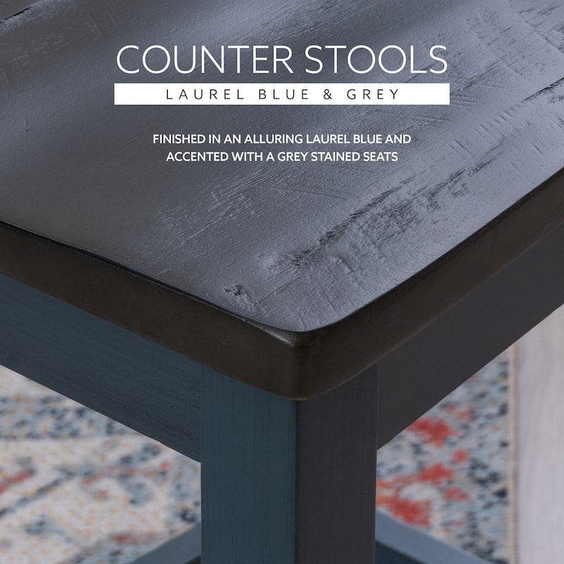 Kiri Blue 24-Inch Counter Height Bar Stool (Set of 2)