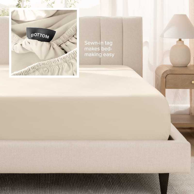Bare Home Organic Cotton Fitted Sheet - Smoth Sateen Weave