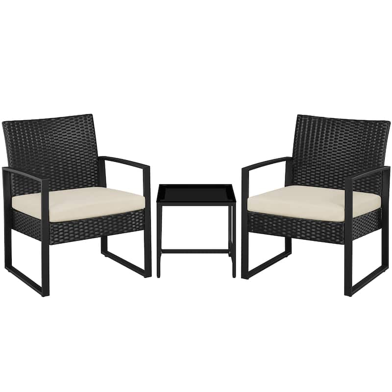 Yaheetech 3-Piece Bistro Set with Rattan Chairs for Patio and Balcony