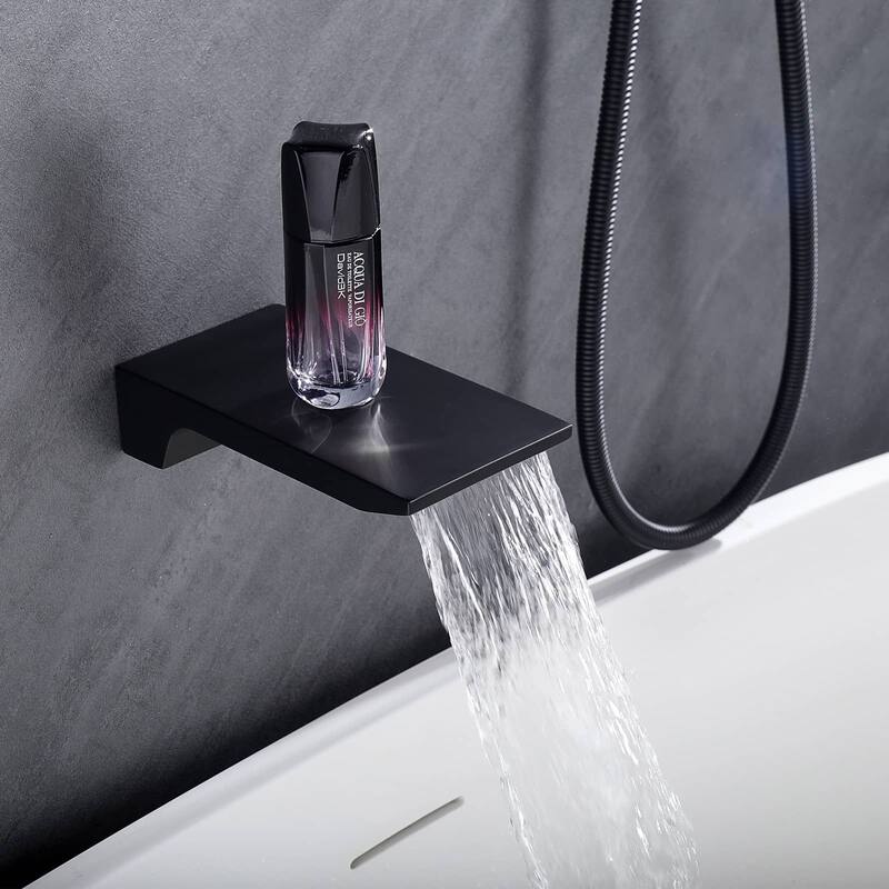 12 Inch Shower System With Waterfall Tub Spout And Handheld Sprayer Rain Wall Mount Tub Shower Faucet Set With Rough-in Valve