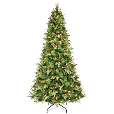 Puleo International 7.5 ft. Pre-Lit Albany Spruce Adorned Artificial Christmas Tree
