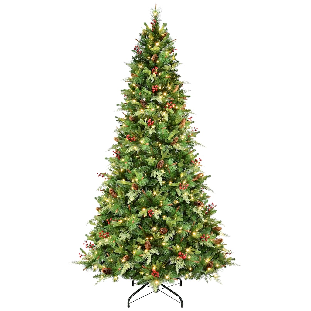 Puleo International 7.5 ft. Pre-Lit Albany Spruce Adorned Artificial Christmas Tree