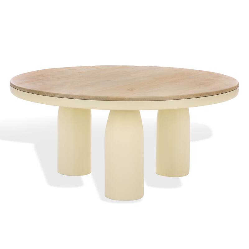 SAFAVIEH Couture Veronica Lacquer Coffee Table - 39"W x 39"D x 18"H - Natural/White