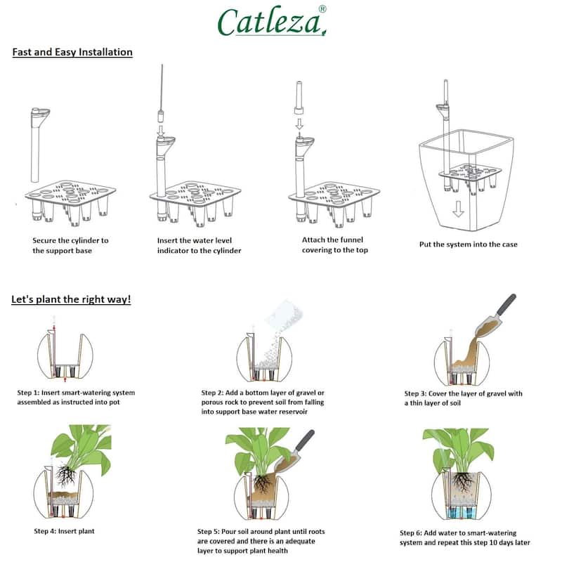 Set of 2 CATLEZA Smart Self-watering Planter Pot White Round Cone for All Plants, Herb, Succulents, Flowers