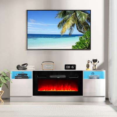 70" Fireplace TV Stand with Electronic Fireplace