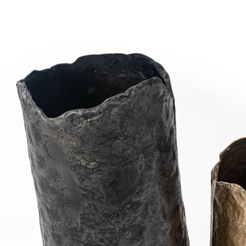 14" Gray Hammered Cylinder Aluminum Table Vase - 7