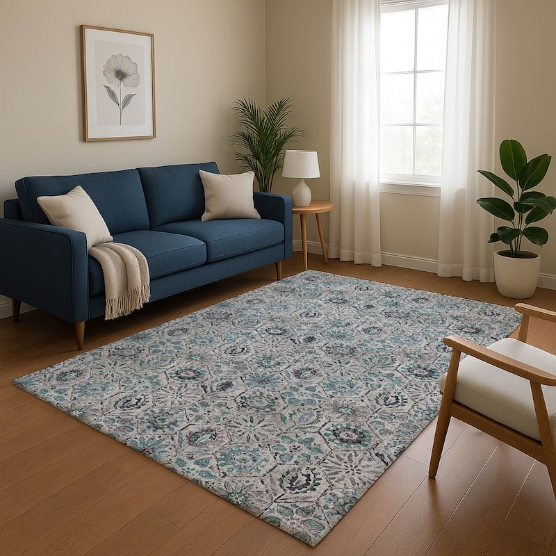 Premium Washable Super Soft Traditional Farmhouse Mayfield Rug - Teal - 5' x 7'6"