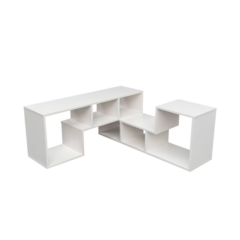 Double L-Shaped TV Stand Entertainment Center,Display Shelf
