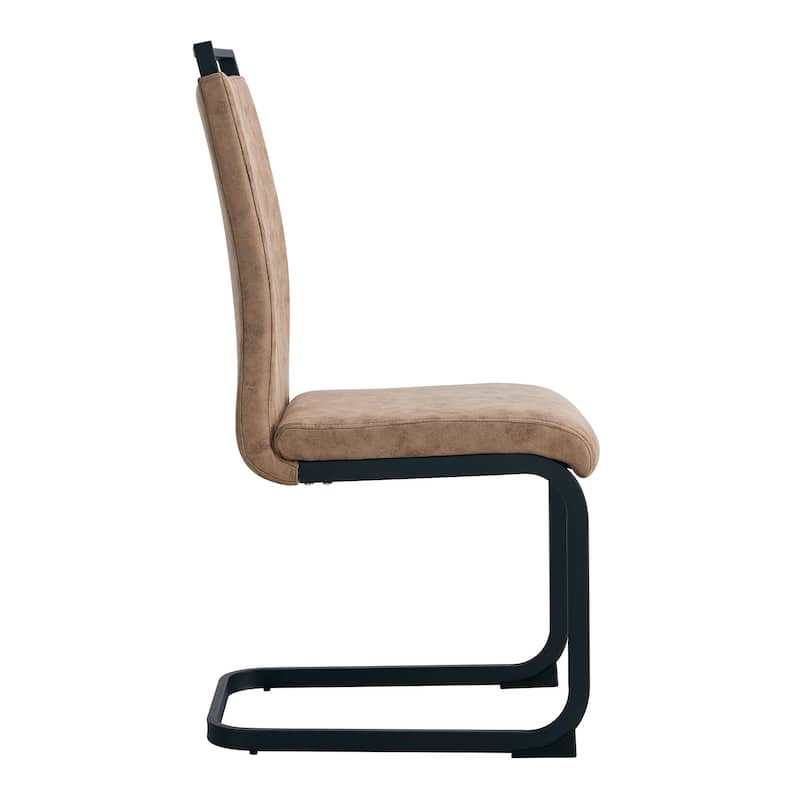 Modern High Back Upholstered Dining Chairs with Black Metal Legs Set of 4