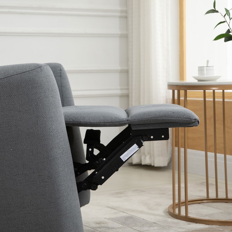 HOMCOM Manual Recliner Swivel Chair Rocker Armchair Sofa with Linen Upholstered Seat and Backrest for Living Room