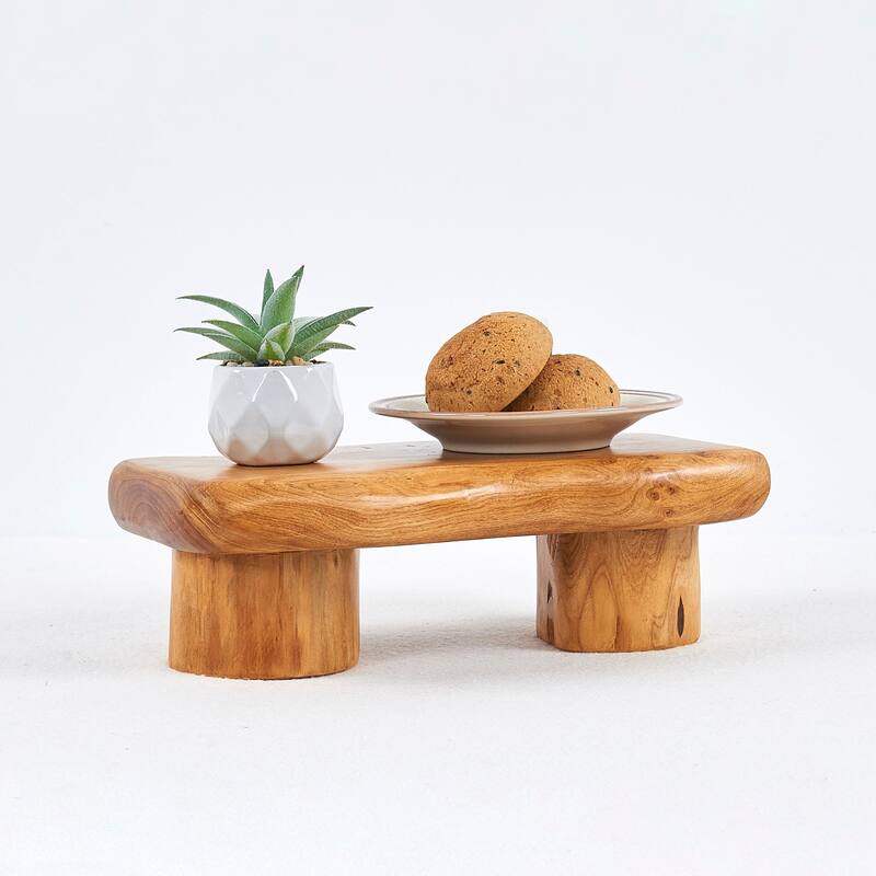 Cedar Roots Serving Stand Farmhouse wood pedestal stand plant holder - 12" x 6" x 4"
