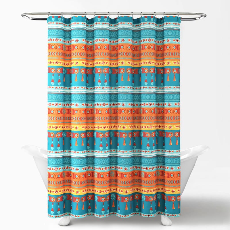 Lush Decor Boho Watercolor Border Shower Curtain