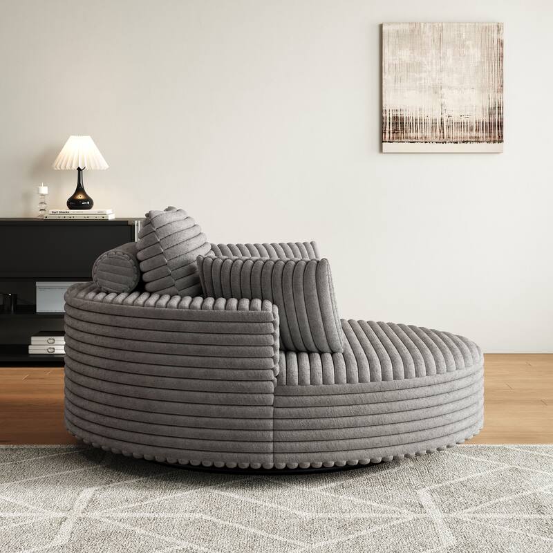 GDFStudio - Lavelle Corduroy 360 Degree Swivel Chair Fluffy Modern Sleeper