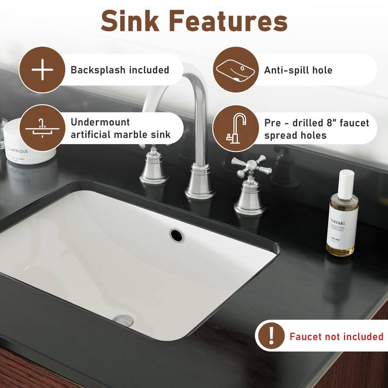 72-Inch Farmhouse Style Bathroom Vanity with Double Ceramic Sink